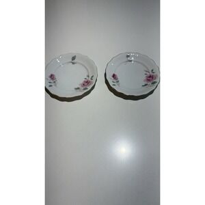 Vintage Favolina China Made in‎ Poland rose patern Lot Of 2 saucer  Tea Party